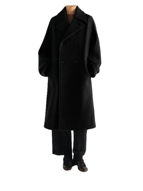 double-breasted coat in felted wool and alpaca blend Lemaire | CO1169LF1700BK999 BLACK